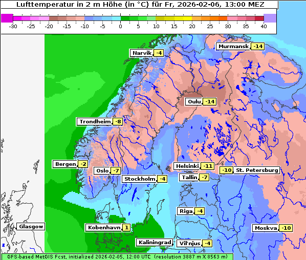 Temperatur, 6. 2. 2026