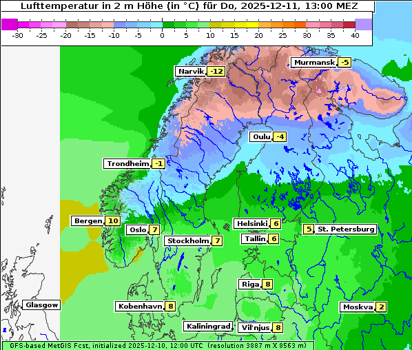 Temperatur, 11. 12. 2025