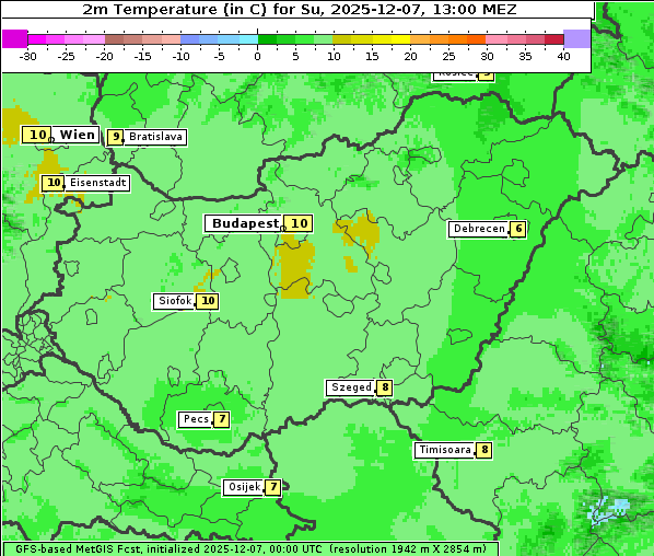 Temperatur, 7. 12. 2025