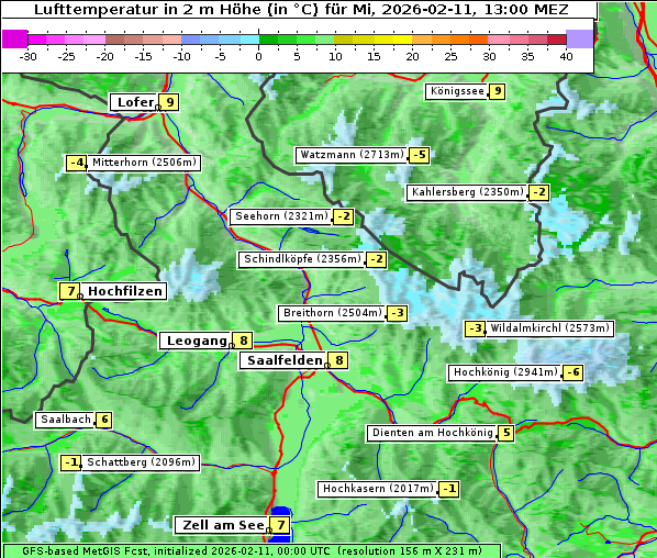 Temperatur, 11. 2. 2026