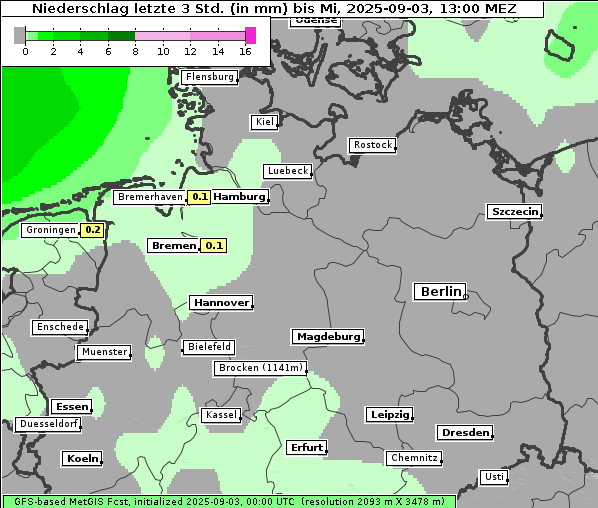 Niederschlag, 3. 9. 2025