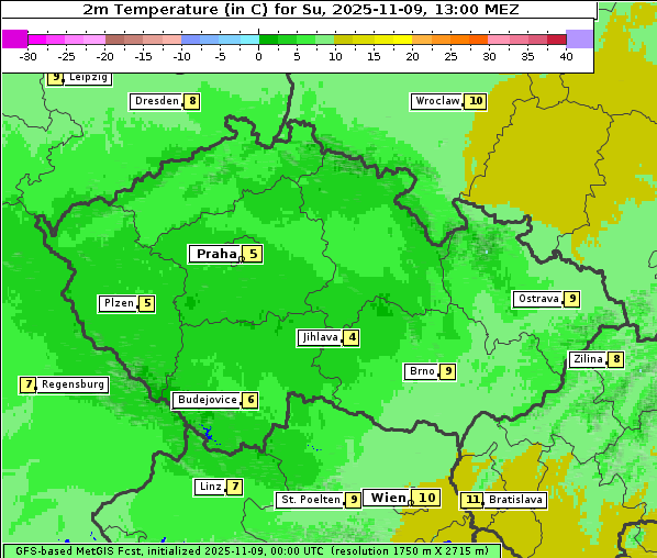 Temperatur, 9. 11. 2025