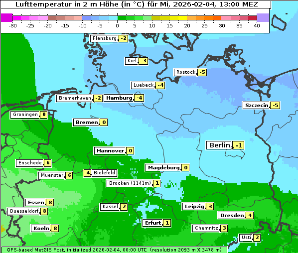 Temperatur, 4. 2. 2026