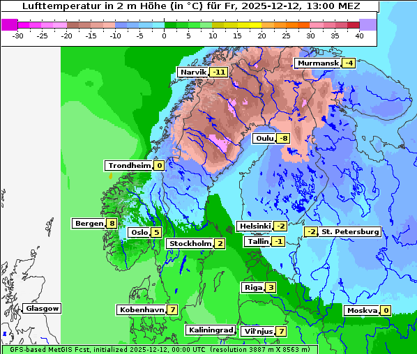 Temperatur, 12. 12. 2025