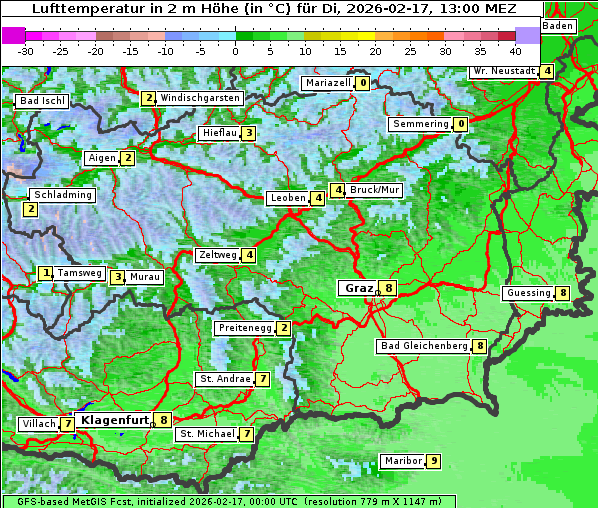 Temperatur, 17. 2. 2026