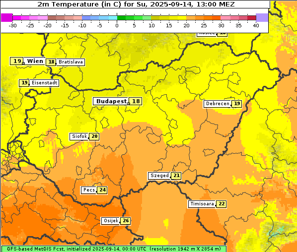 Temperatur, 14. 9. 2025