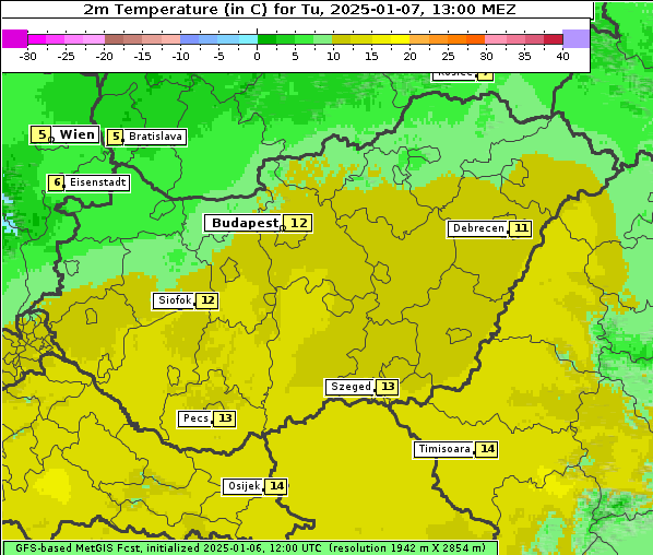 Temperatur, 7. 1. 2025