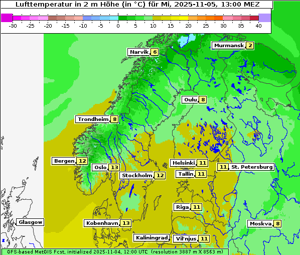 Temperatur, 5. 11. 2025