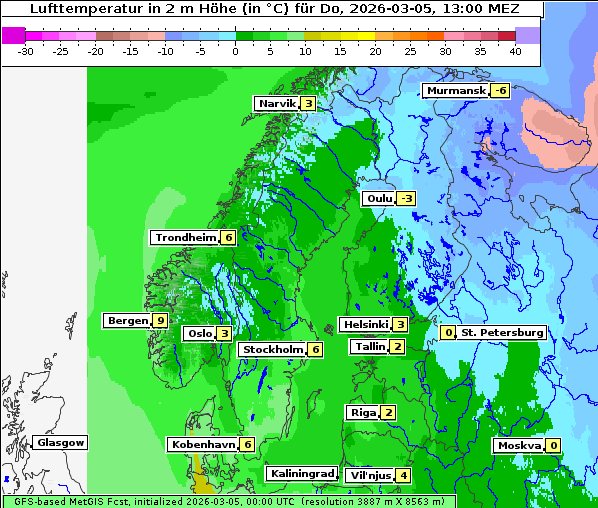 Temperatur, 5. 3. 2026