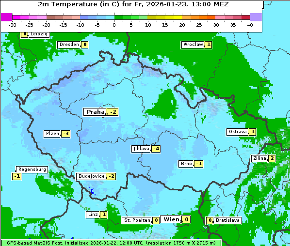 Temperatur, 23. 1. 2026