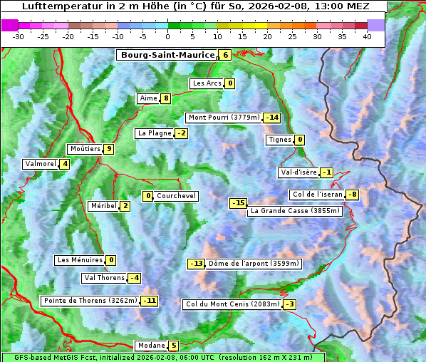 Temperatur, 8. 2. 2026