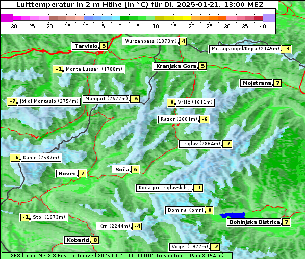 Temperatur, 21. 1. 2025