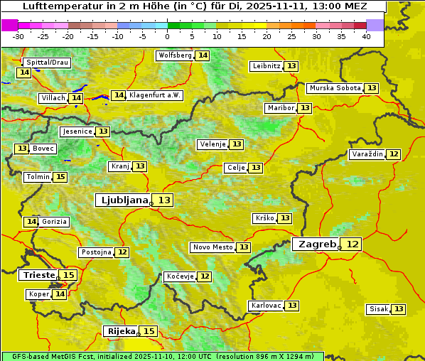 Temperatur, 11. 11. 2025