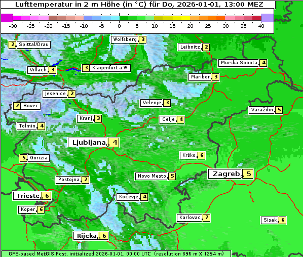 Temperatur, 1. 1. 2026