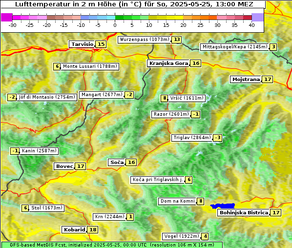 Temperatur, 25. 5. 2025