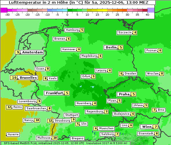 Temperatur, 6. 12. 2025