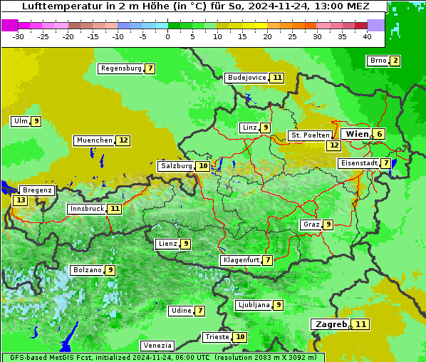 Temperatur, 24. 11. 2024