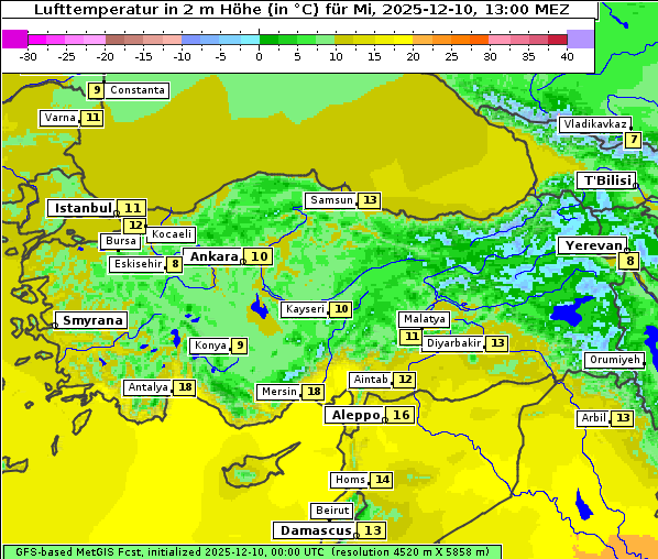 Temperatur, 10. 12. 2025