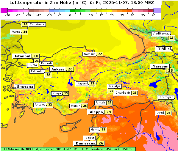 Temperatur, 7. 11. 2025