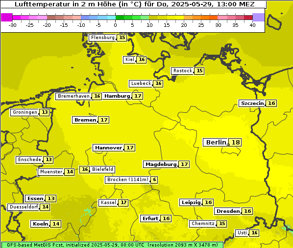 Temperatur, 29. 5. 2025