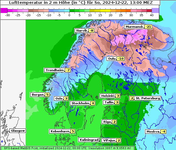 Temperatur, 22. 12. 2024