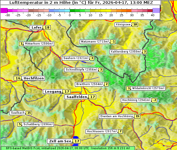 Temperatur, 17. 4. 2026