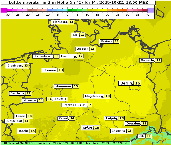 Temperatur, 22. 10. 2025
