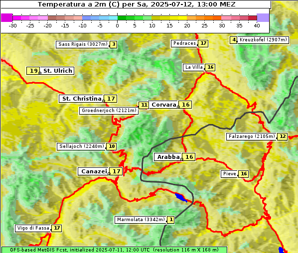 Temperatur, 12. 7. 2025