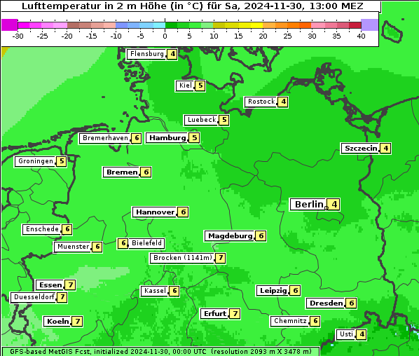 Temperatur, 30. 11. 2024