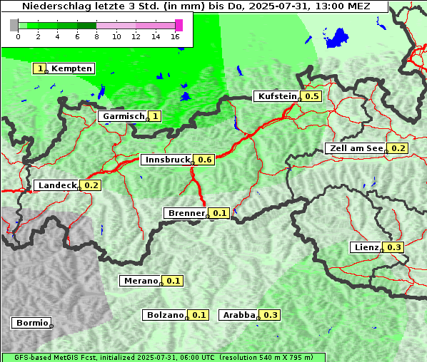 Niederschlag, 31. 7. 2025