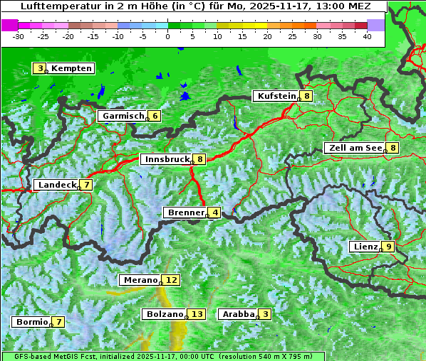 Temperatur, 17. 11. 2025