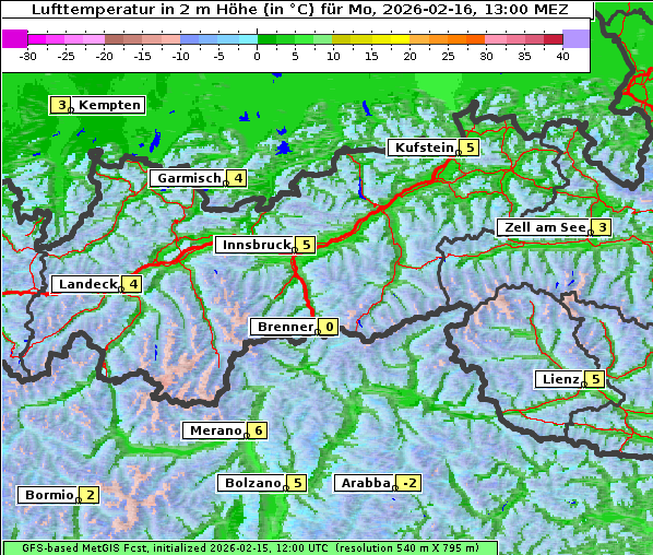 Temperatur, 16. 2. 2026