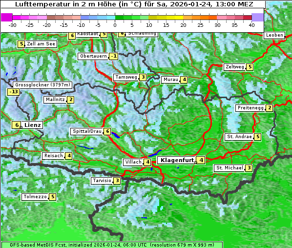 Temperatur, 24. 1. 2026