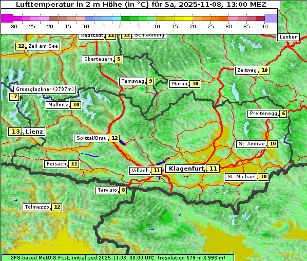 Temperatur, 8. 11. 2025