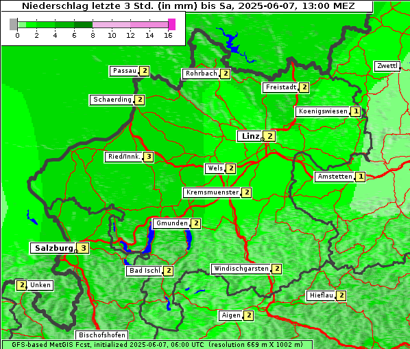 Niederschlag, 7. 6. 2025