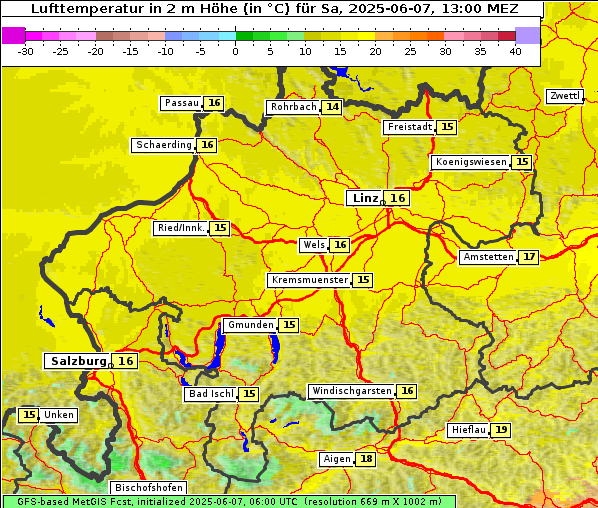 Temperatur, 7. 6. 2025