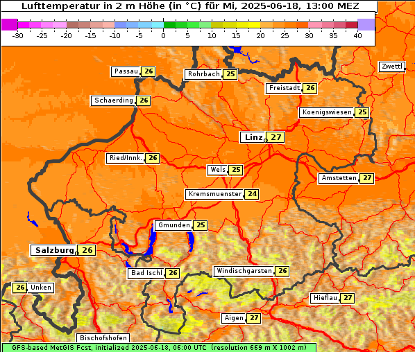 Temperatur, 18. 6. 2025