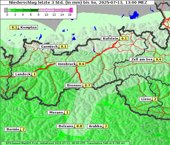 Niederschlag, 13. 7. 2025
