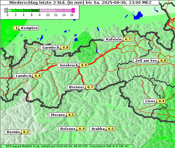Niederschlag, 30. 8. 2025