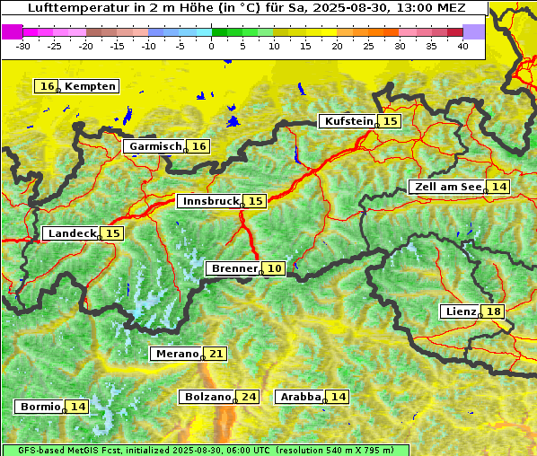 Temperatur, 30. 8. 2025