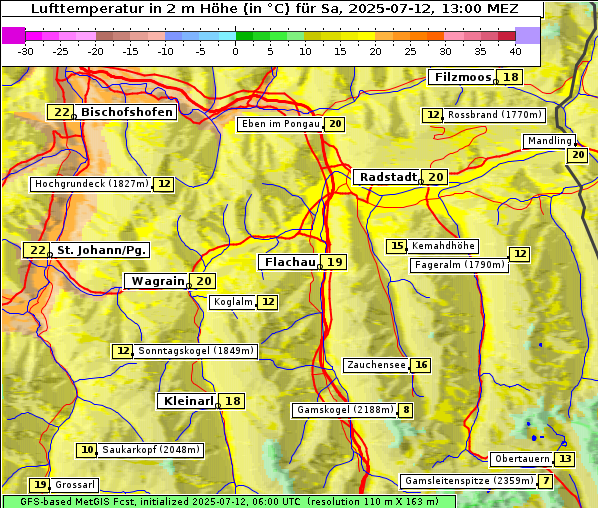 Temperatur, 12. 7. 2025