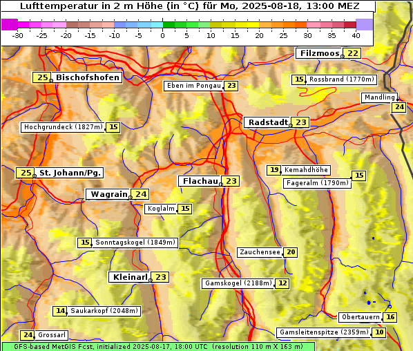 Temperatur, 18. 8. 2025