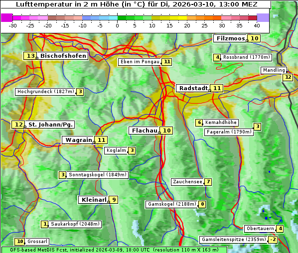 Temperatur, 10. 3. 2026