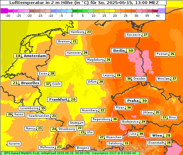 Temperatur, 15. 6. 2025