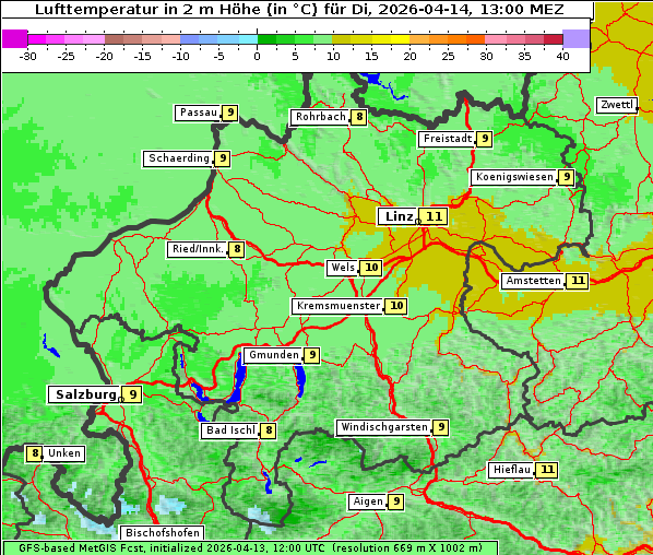 Temperatur, 14. 4. 2026
