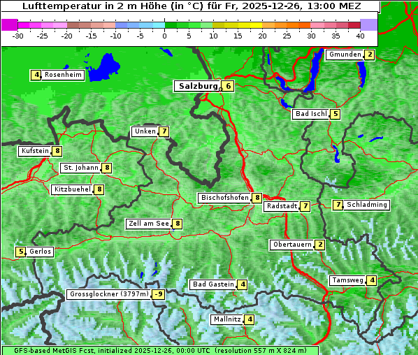 Temperatur, 26. 12. 2025