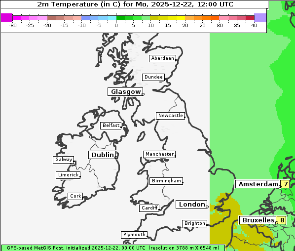 Temperatur, 22. 12. 2025