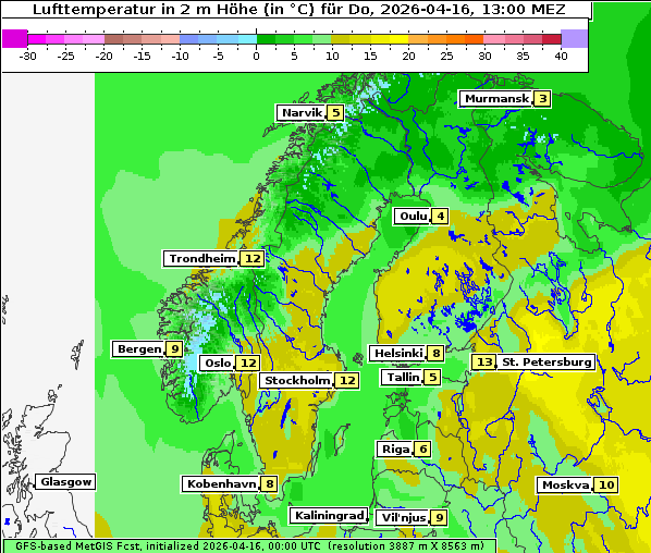 Temperatur, 16. 4. 2026