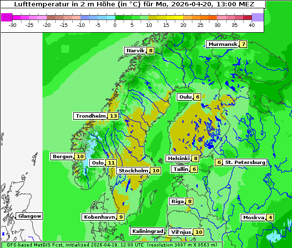 Temperatur, 20. 4. 2026