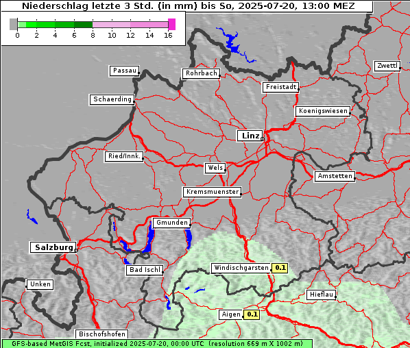 Niederschlag, 20. 7. 2025